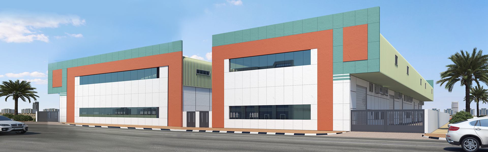 Dubai G+M Sheds with Mezzanine and Curve Eave in UAE